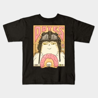 donut, doyes. cat with tank helm. Kids T-Shirt